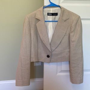 Zara Linen Cropped Blazer